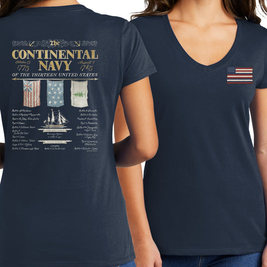 "The Continental Navy" Women's fitted v-neck shirt from The History List store