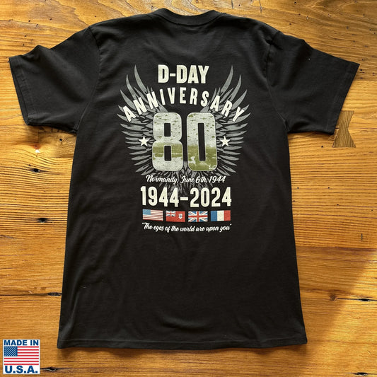 Back of D-Day 80th Anniversary Made in America Shirt from The History List store