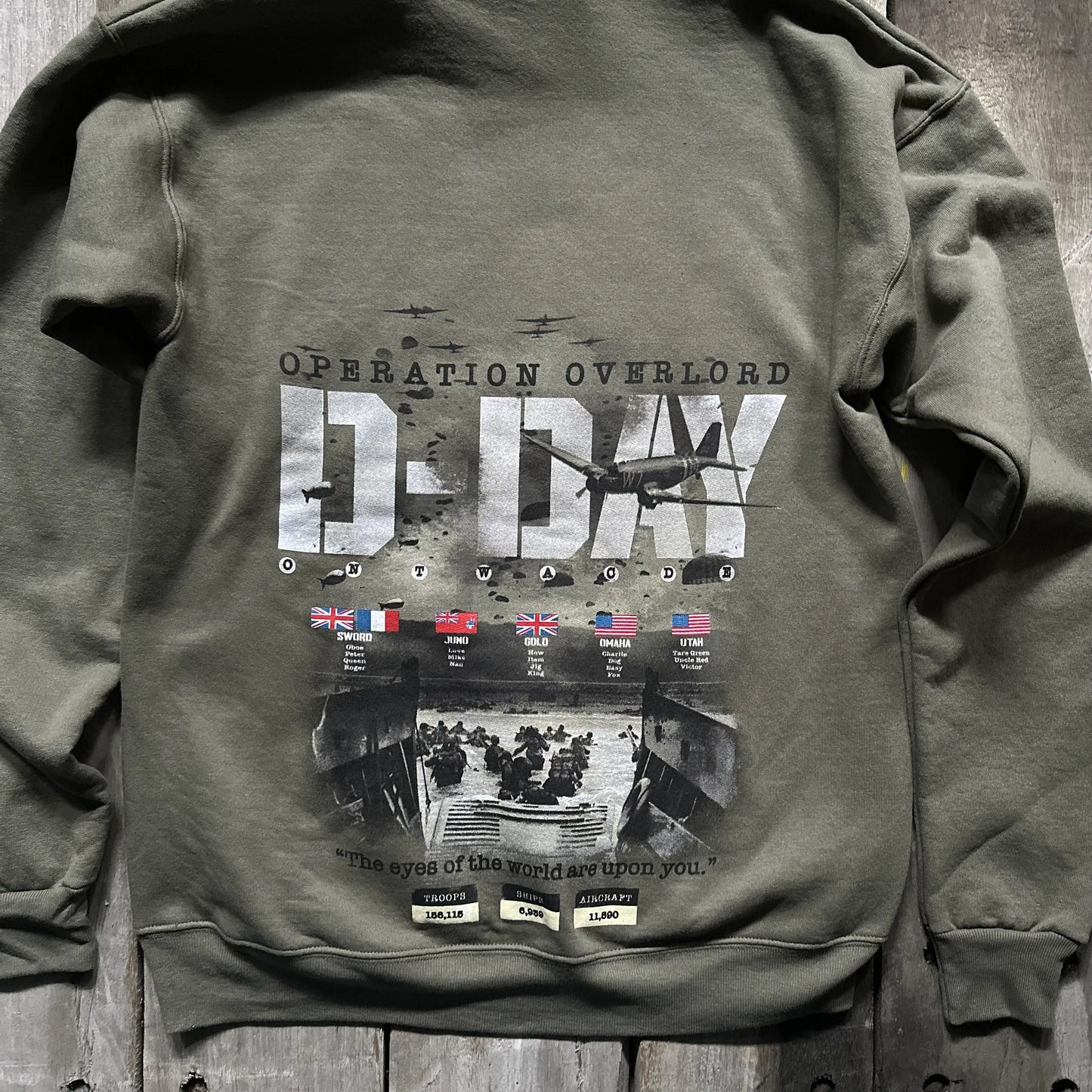 Back of D-Day Operation Overlord Hooded sweatshirt from The History List store