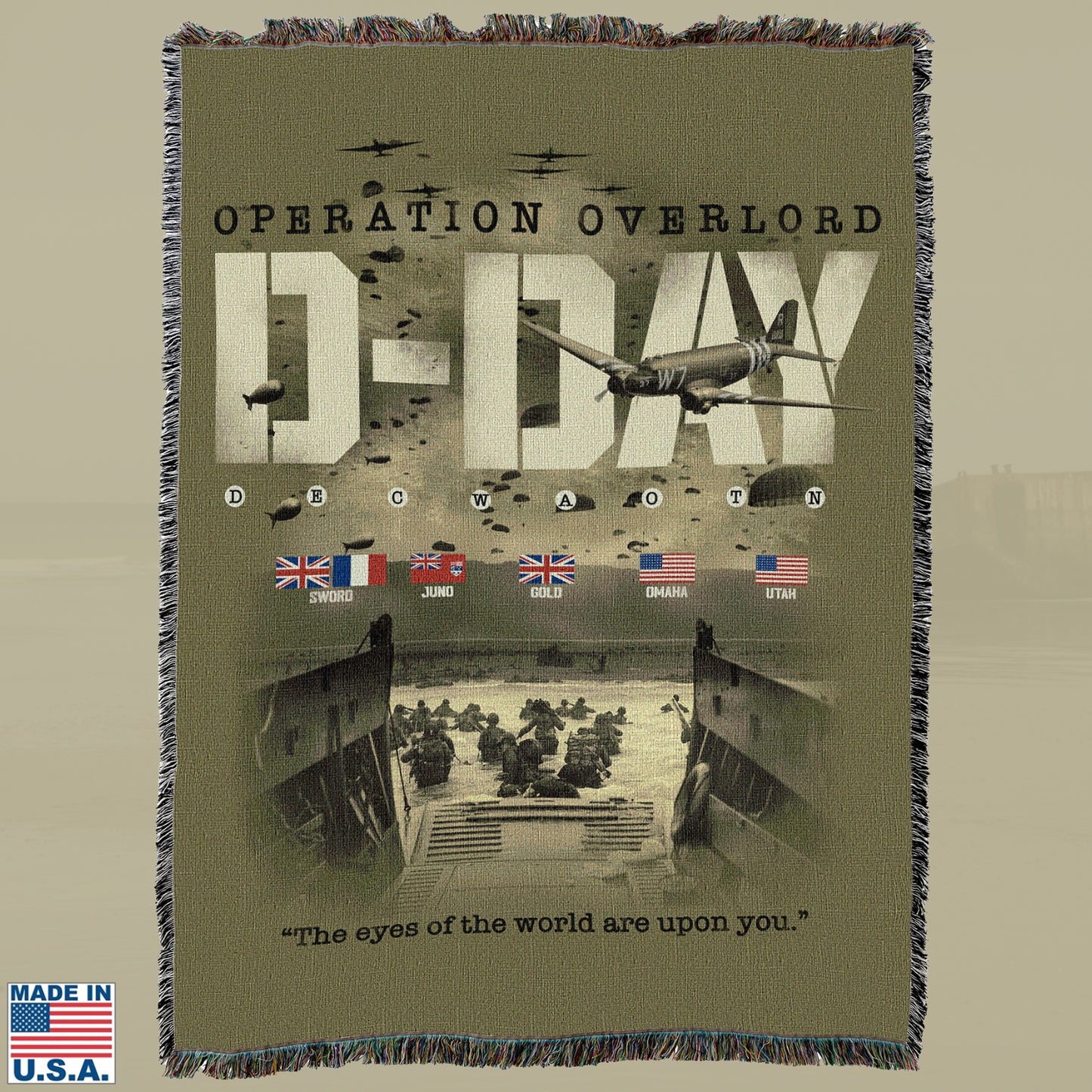 D-Day Operation Overlord Woven Blanket — Made in America