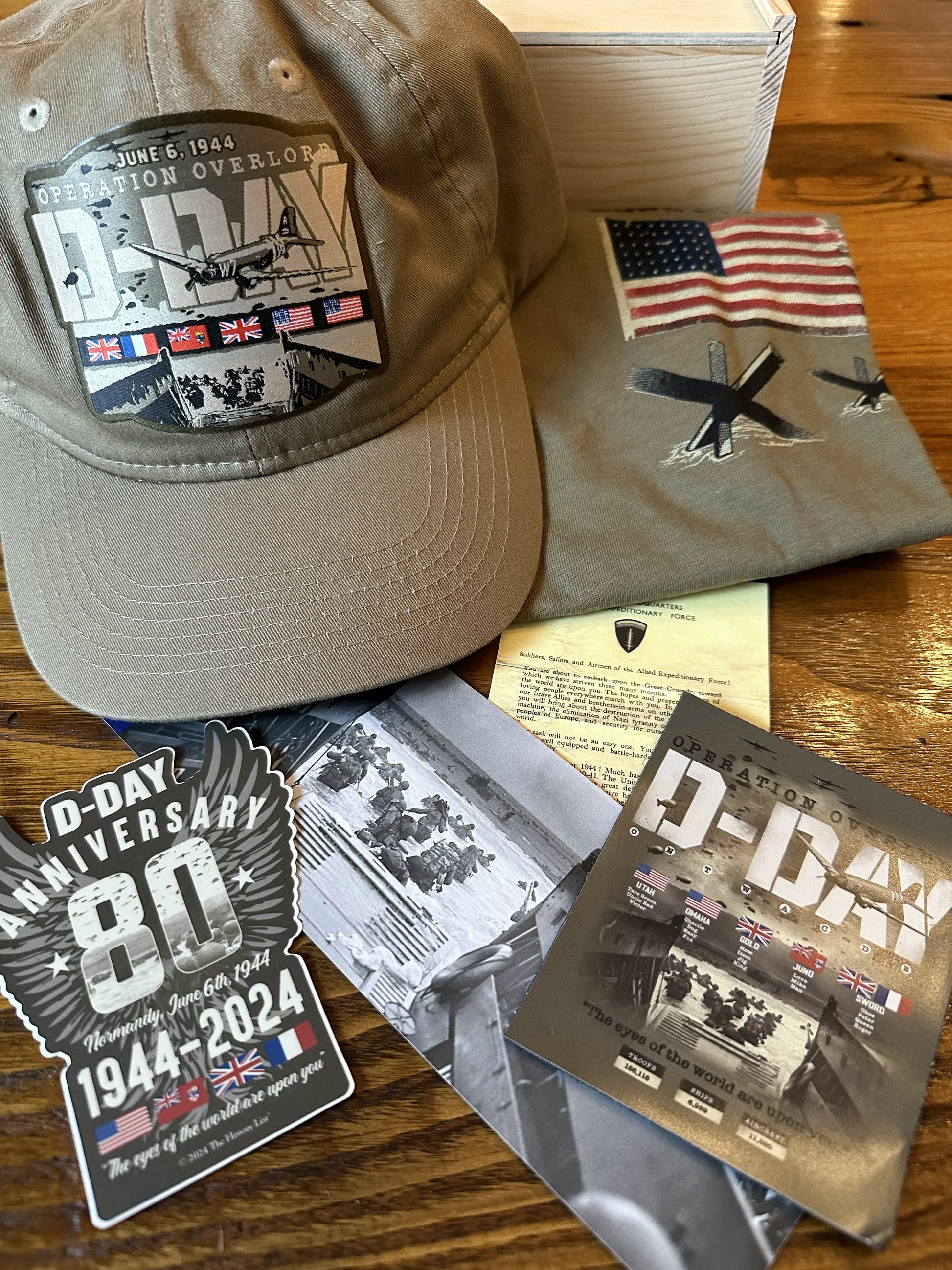 D-Day Operation Overlord Gift Box with Shirt and Cap and stickers and magnet from The History List Store