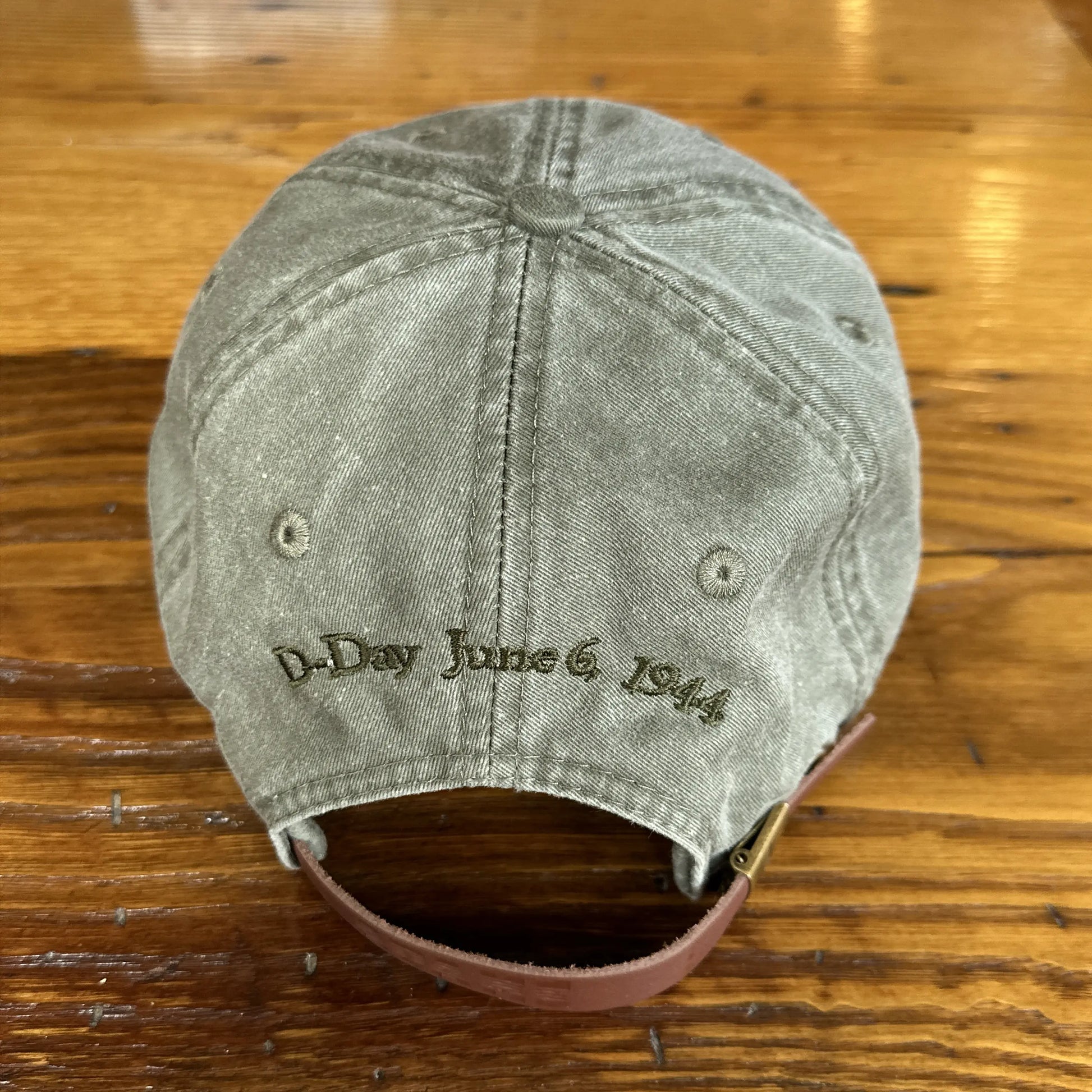 Back of D-Day cap with WWII paratrooper from The History List store in Olive
