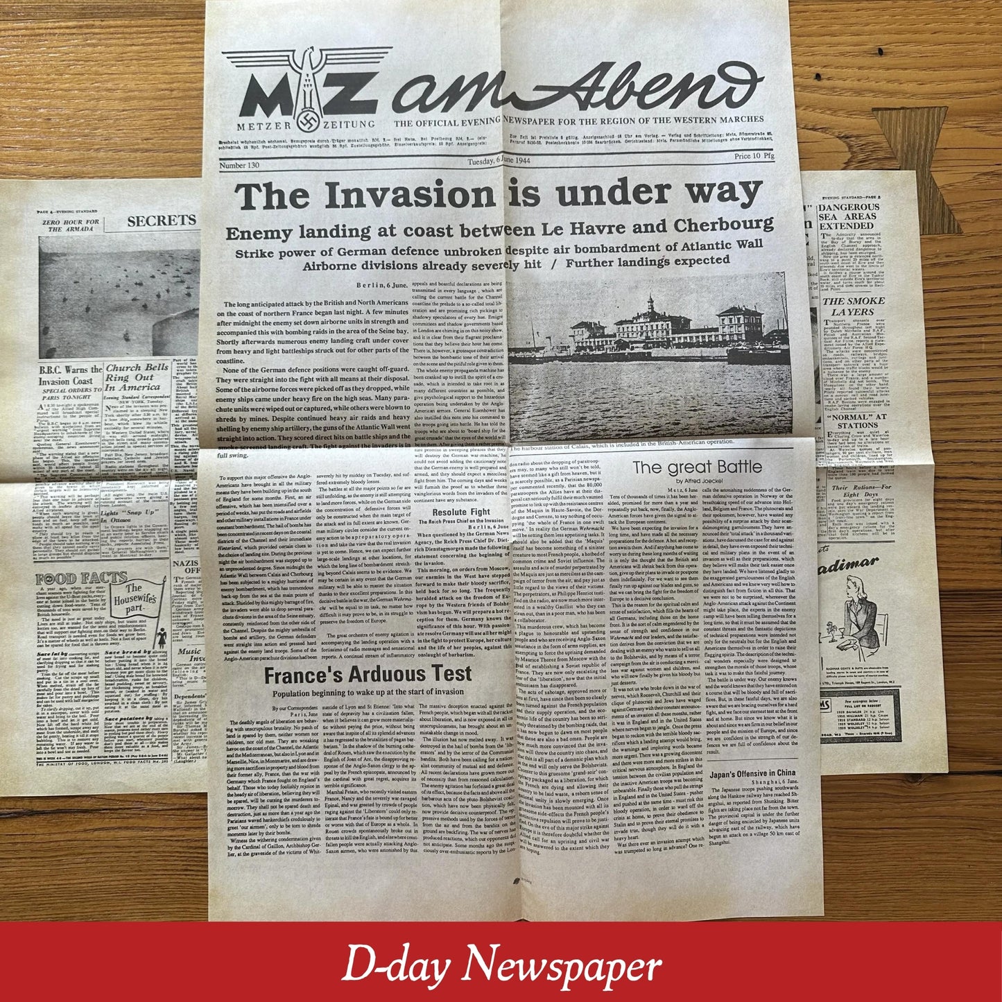 Replica Newspapers on the D-Day Landing and Titanic