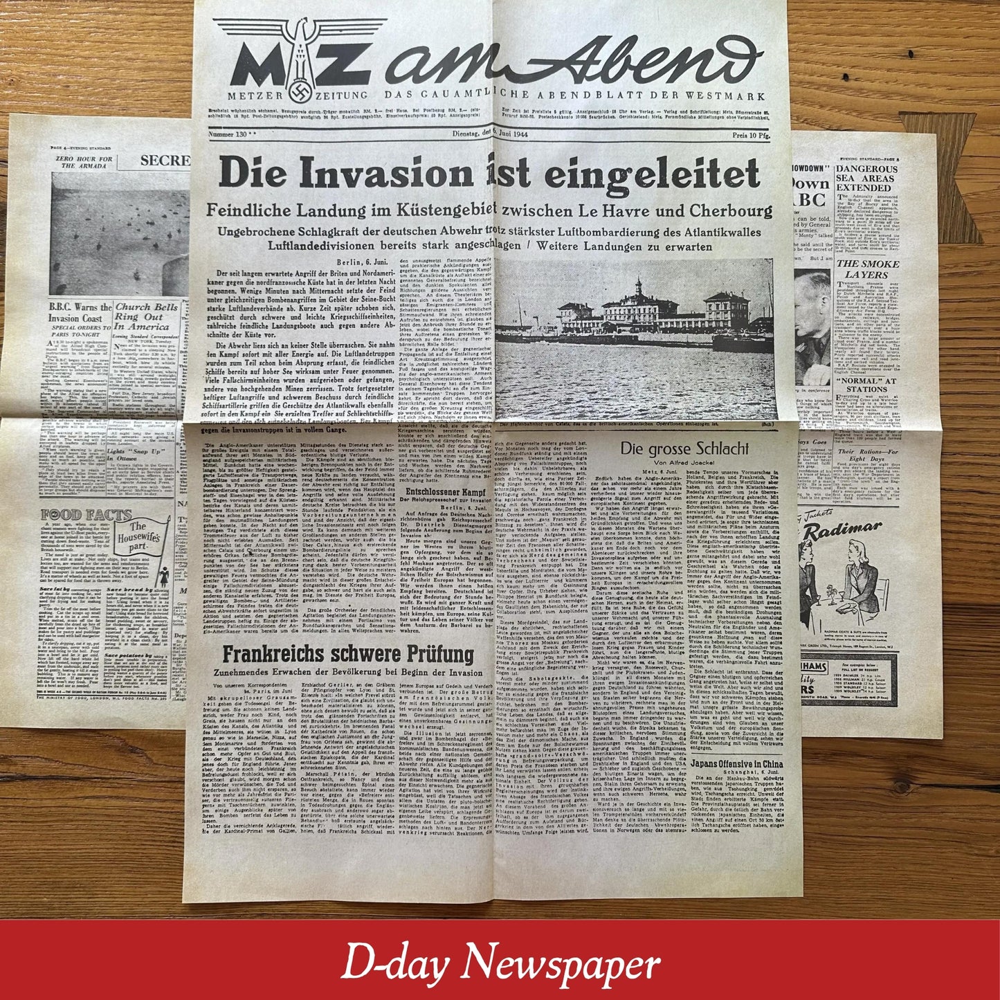 Replica Newspapers on the D-Day Landing and Titanic