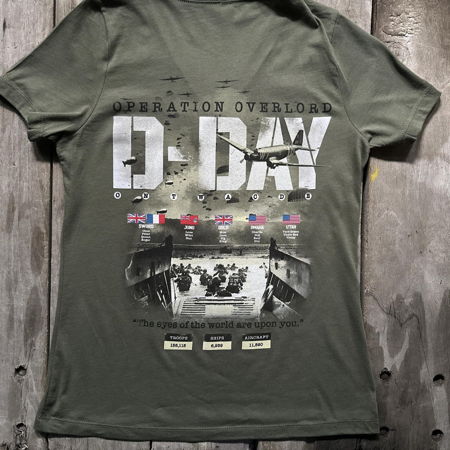 Back of D-Day Operation Overlord Women's v-neck shirt from The History List store