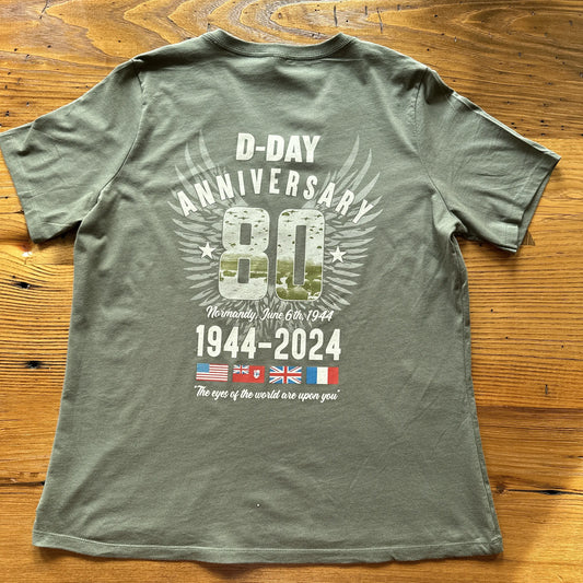 Back of D-Day 80th Anniversary V-neck shirt from The History List store