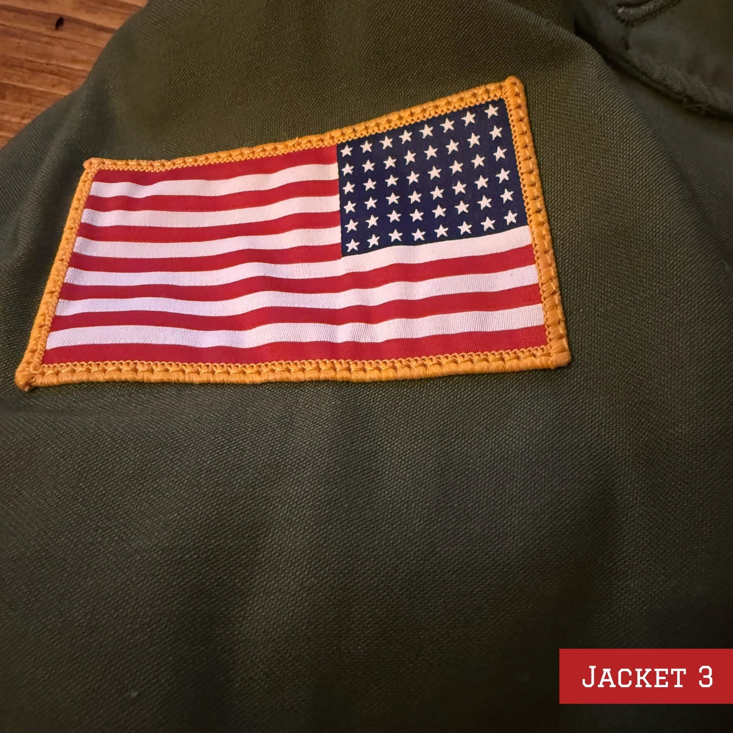 Army coats with D-Day patch and 48-star flag — One left