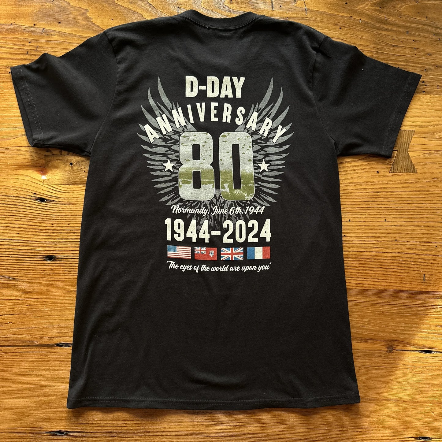 Back view of the D-Day 80th Anniversary Made in America Shirt from The History List Store.