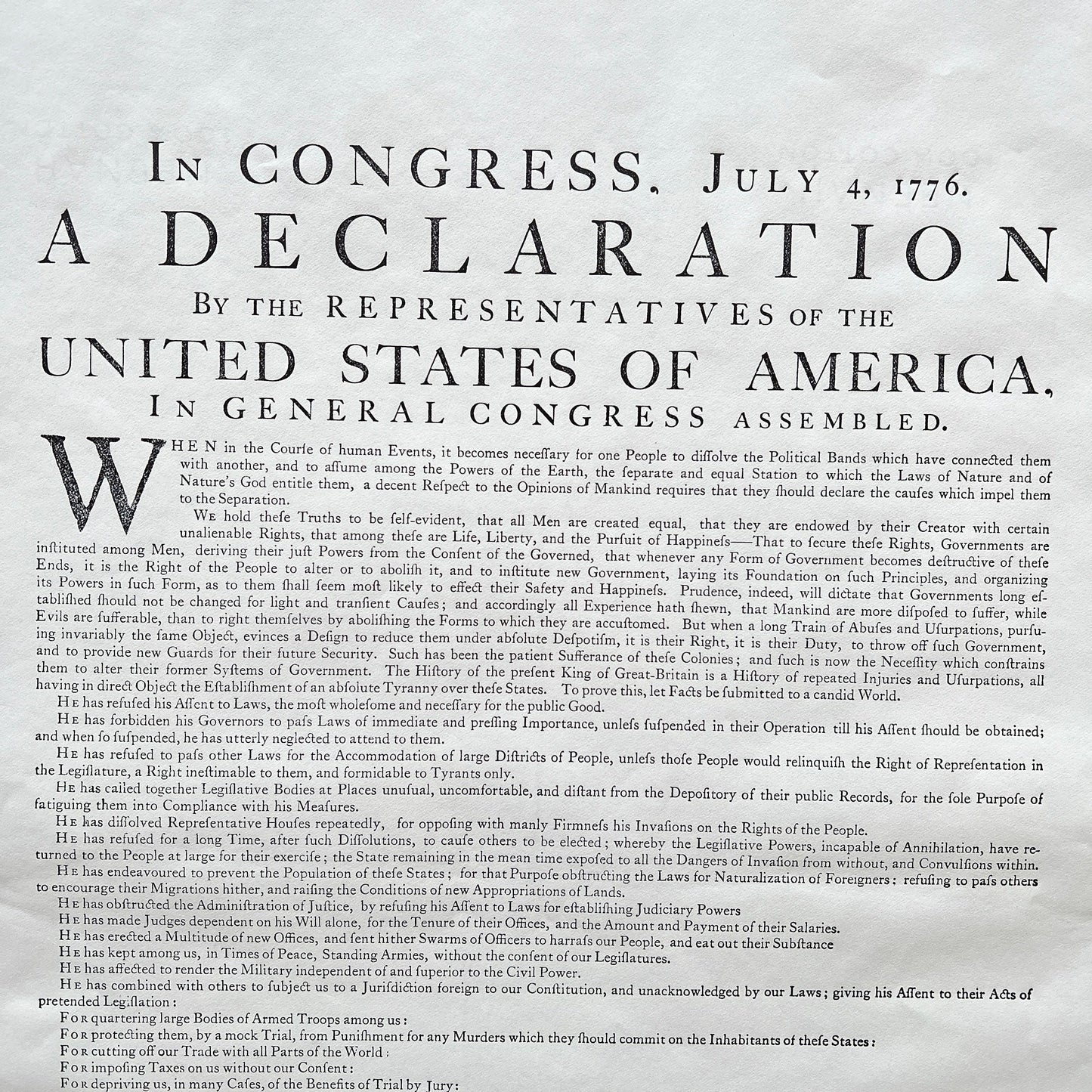 Close-up of "Declaration of Independence" printed by John Dunlap (Philadelphia) from The History List store