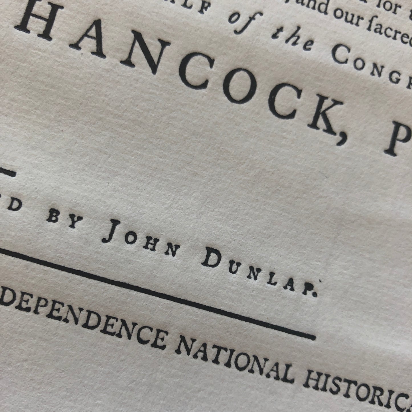 Close-up of John Dunlap from the "Declaration of Independence" printed by John Dunlap (Philadelphia) from The History List store