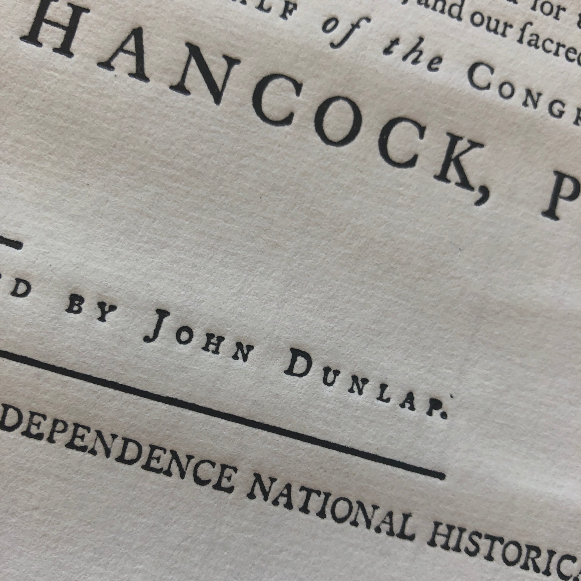 Close-up of John Dunlap from the "Declaration of Independence" printed by John Dunlap (Philadelphia) from The History List store