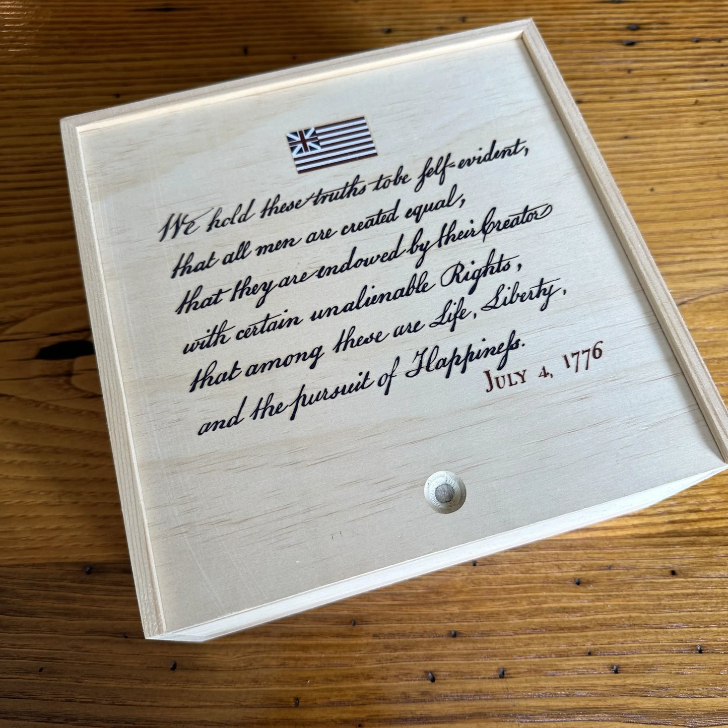 Declaration of the wooden box from The History List Store