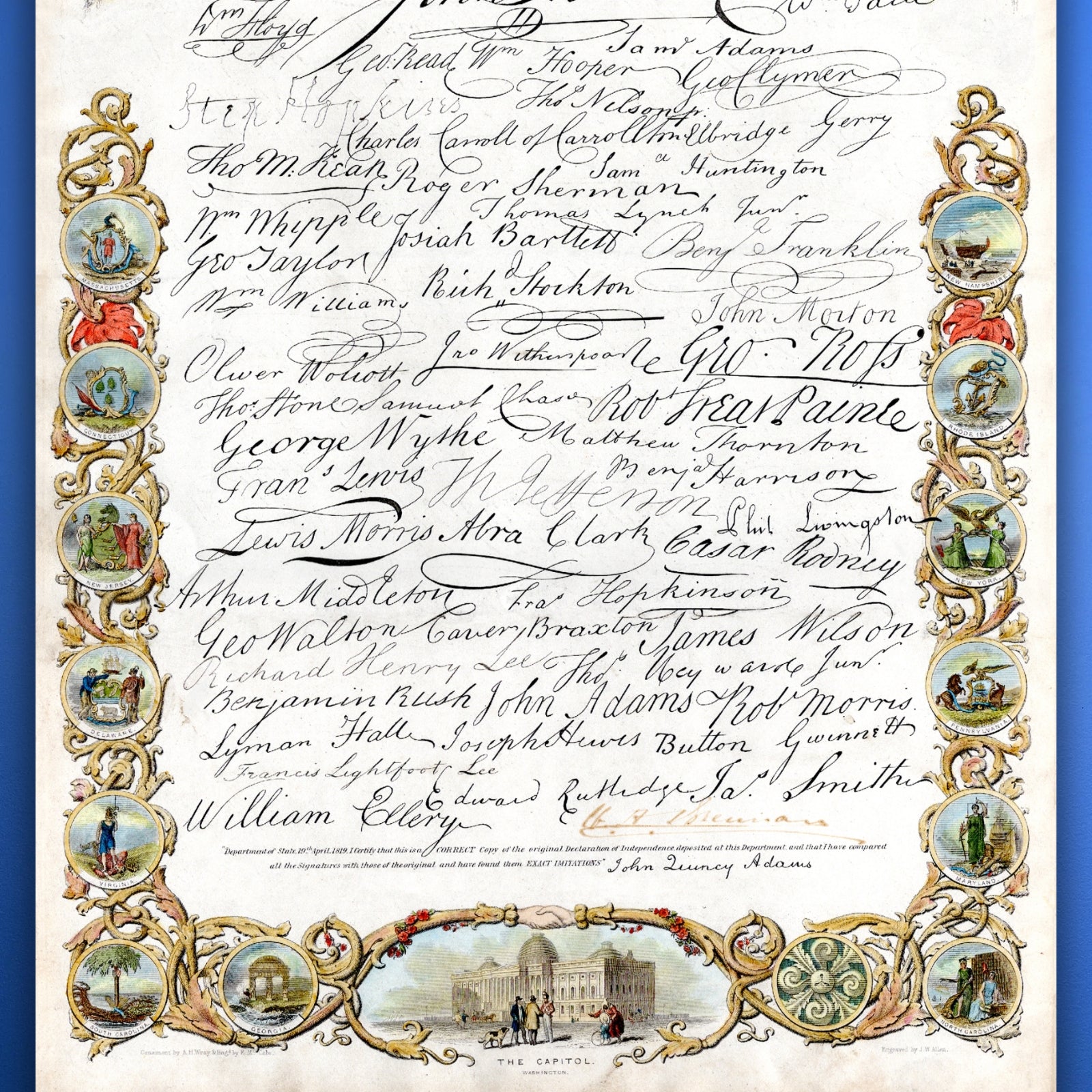 Declaration With Signatures All the Signatures of the Signers to the Declaration of Independence ...
