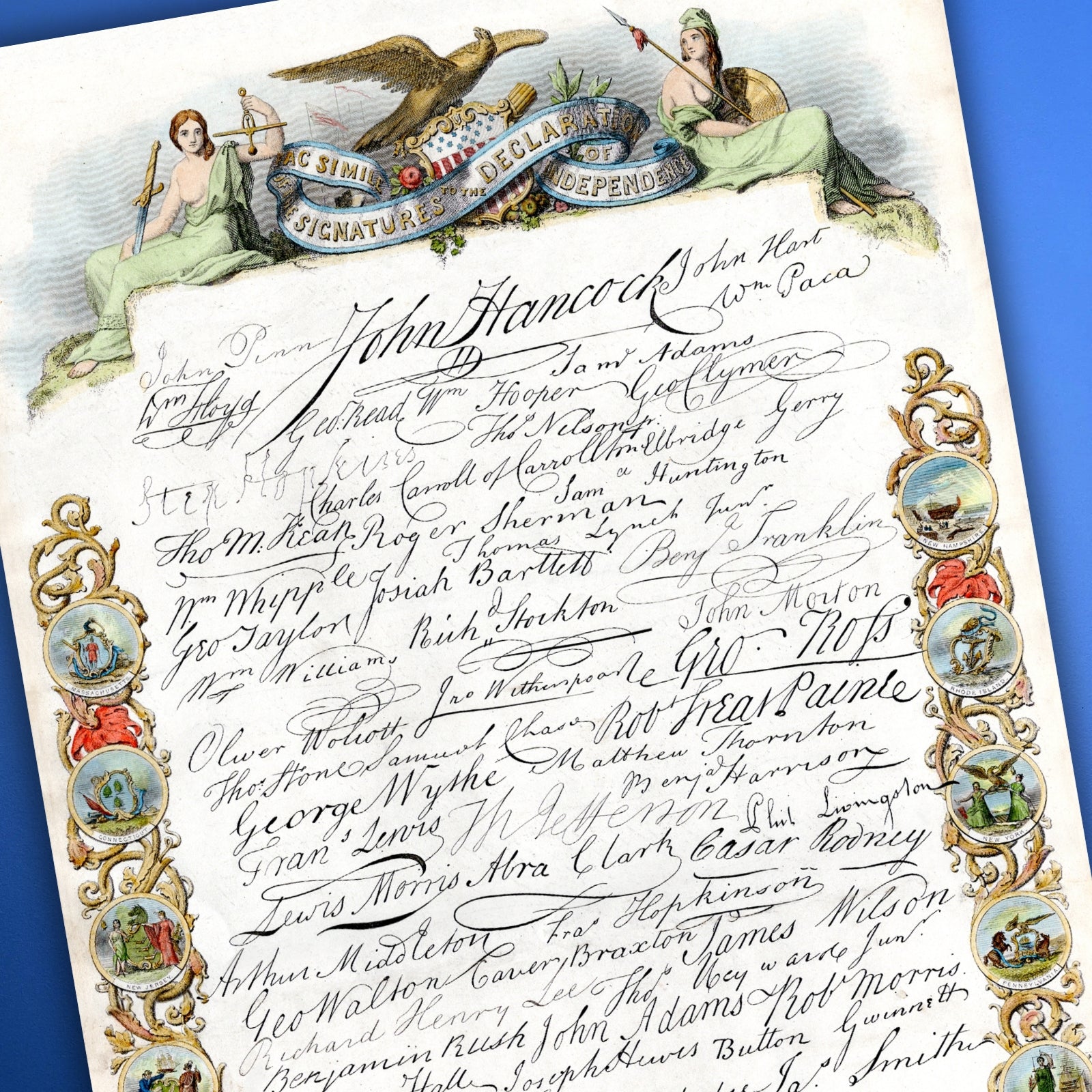 Declaration With Signatures All the Signatures of the Signers to the Declaration of Independence ...
