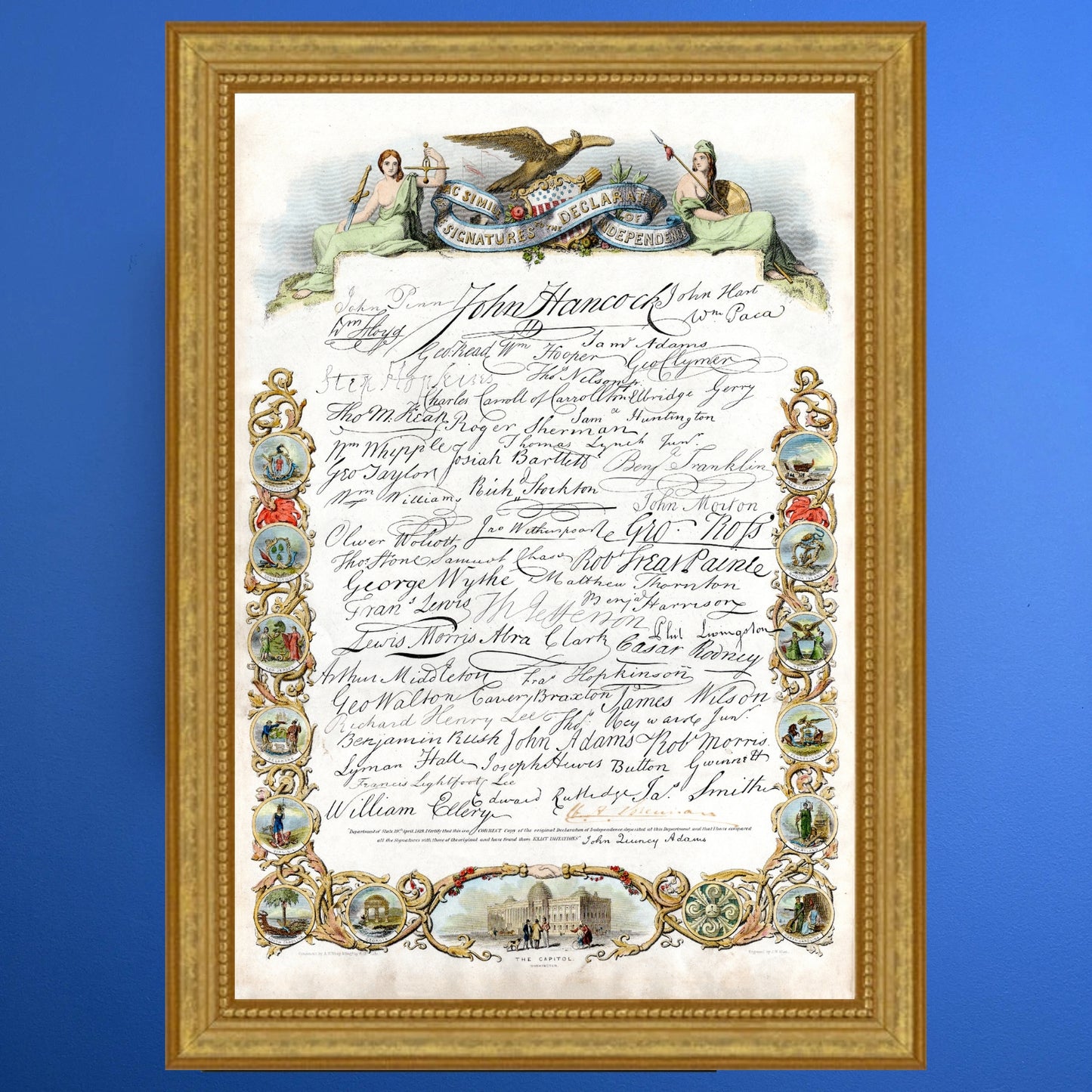 All the Signatures of the Signers to the Declaration of Independence — Archival print — Available framed or unframed