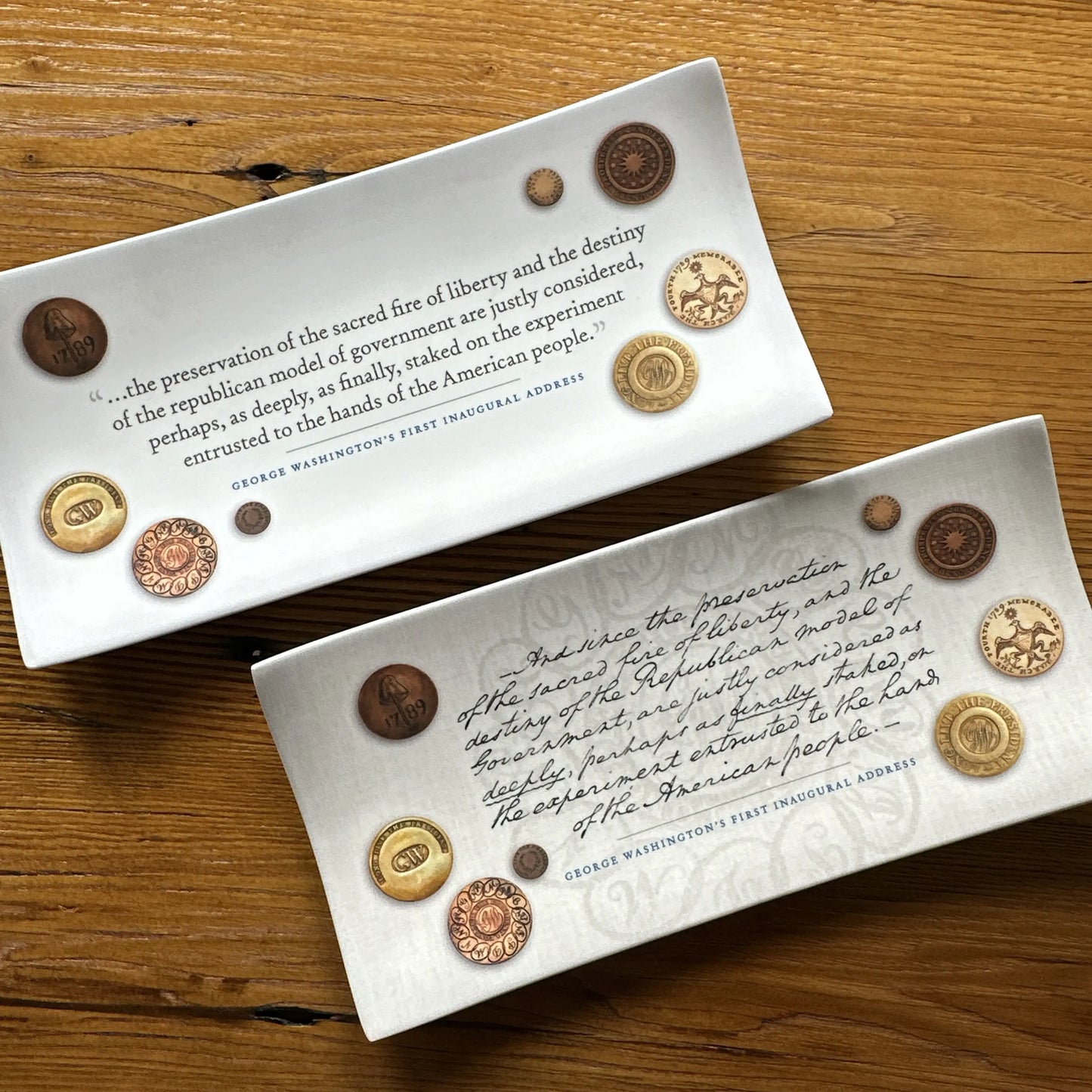 Small tray for desk or dresser tray with Washington Inaugural Buttons — Only two available