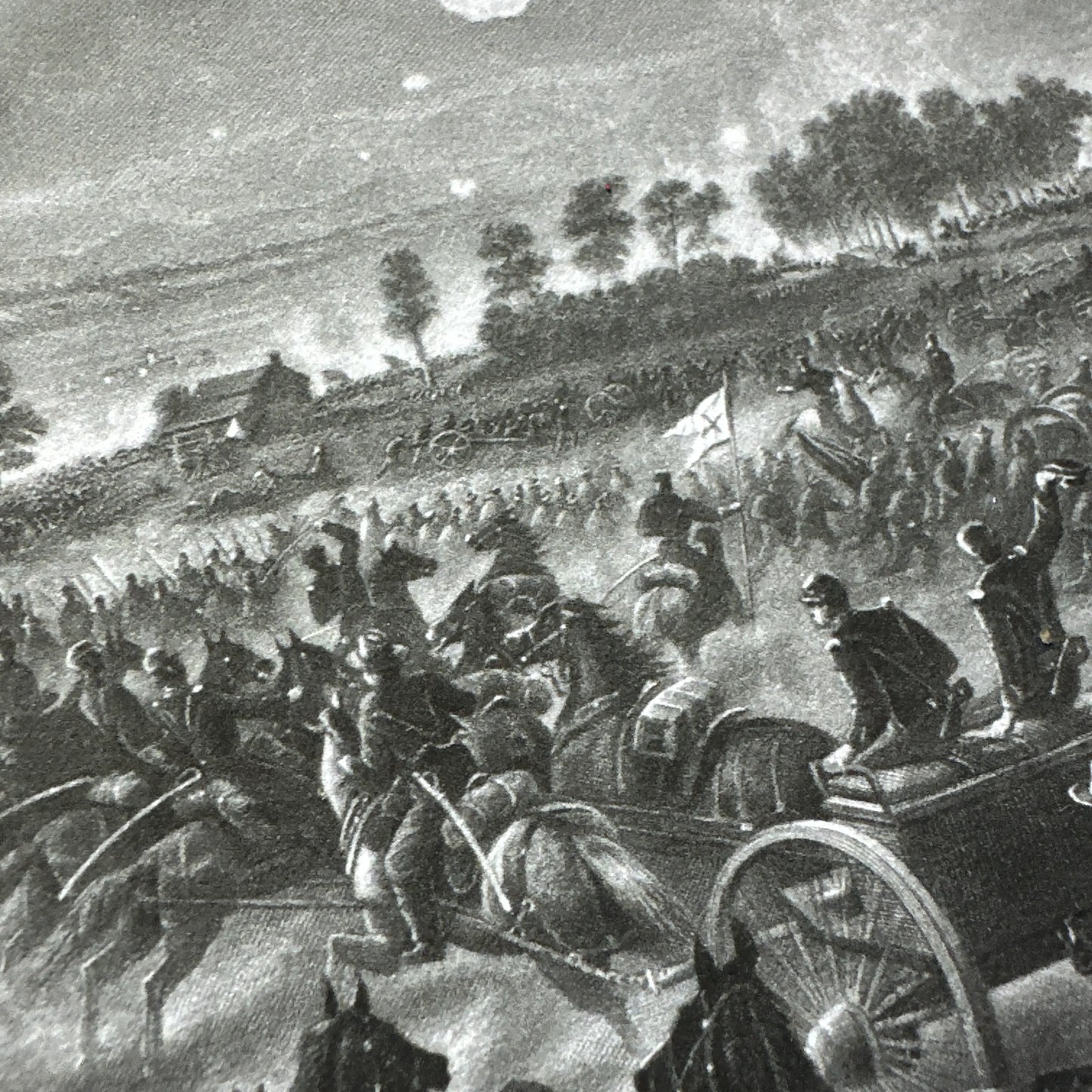 The Repulse of Longstreet’s Assault at Gettysburg archival print with key to the painting identifying who is shown and brochure reprint describing the battle