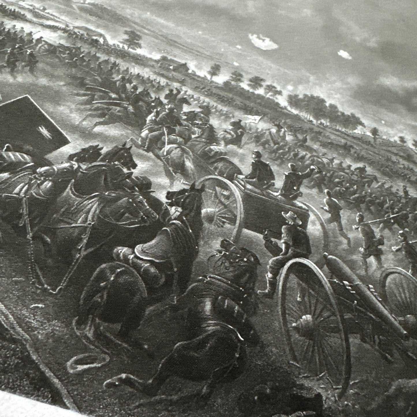 The Repulse of Longstreet’s Assault at Gettysburg archival print with key to the painting identifying who is shown and brochure reprint describing the battle