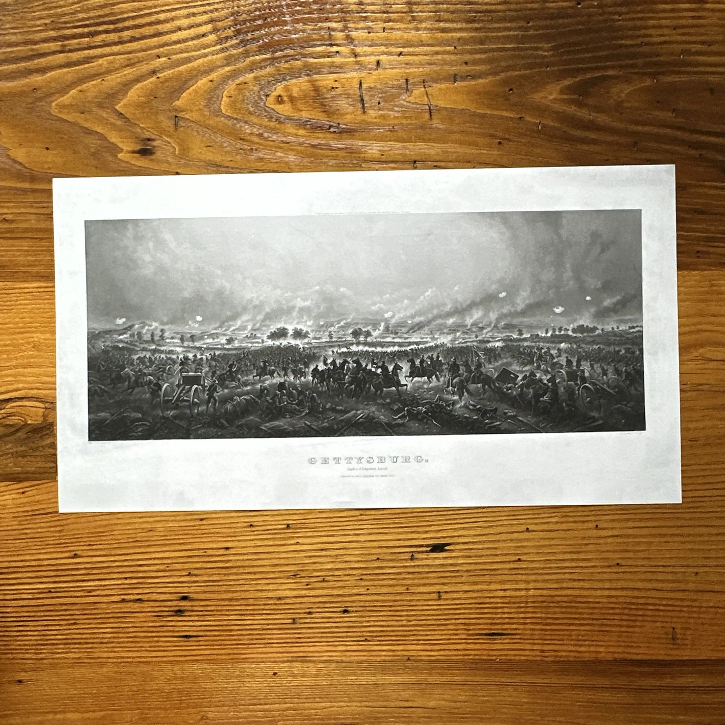 The Repulse of Longstreet’s Assault at Gettysburg archival print with key to the painting identifying who is shown and brochure reprint describing the battle