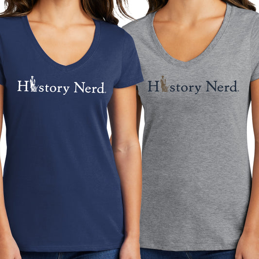 HISTORY NERD® with the Minute Man — Women's v-neck shirt