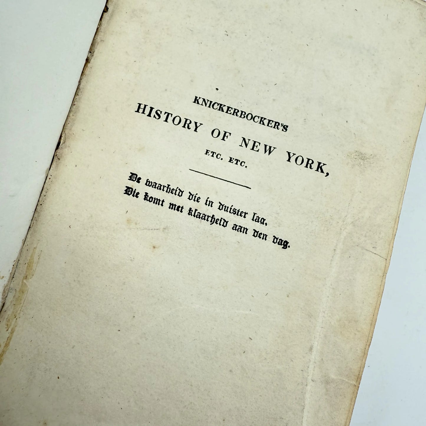 "A History of New York, From the Beginning of the World to the End of the Dutch Dynasty" — 1828