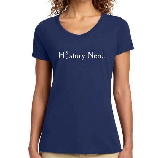 HISTORY NERD® with Winston Churchill Women's v-neck shirt