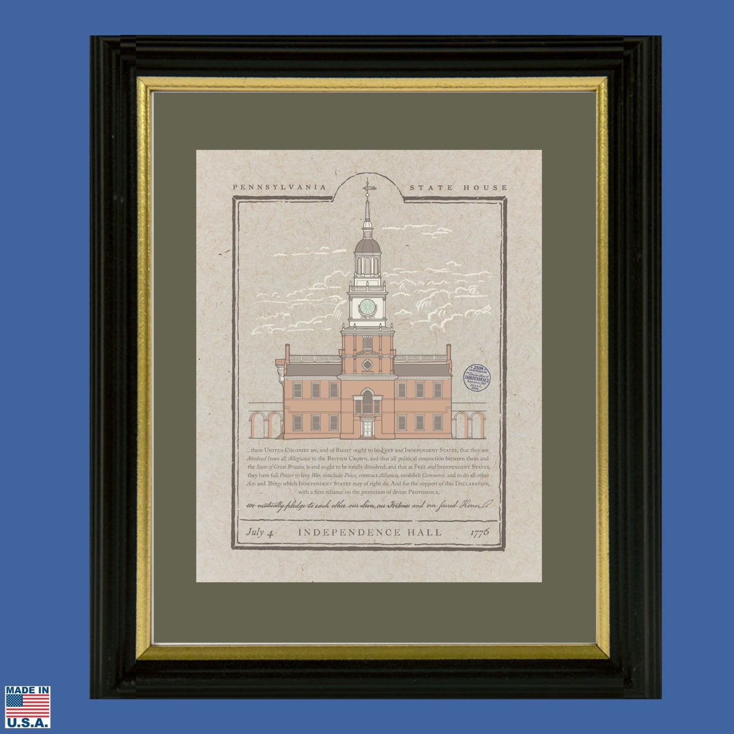 "Independence Hall" Limited edition print for the 250th — Signed and numbered — Framed