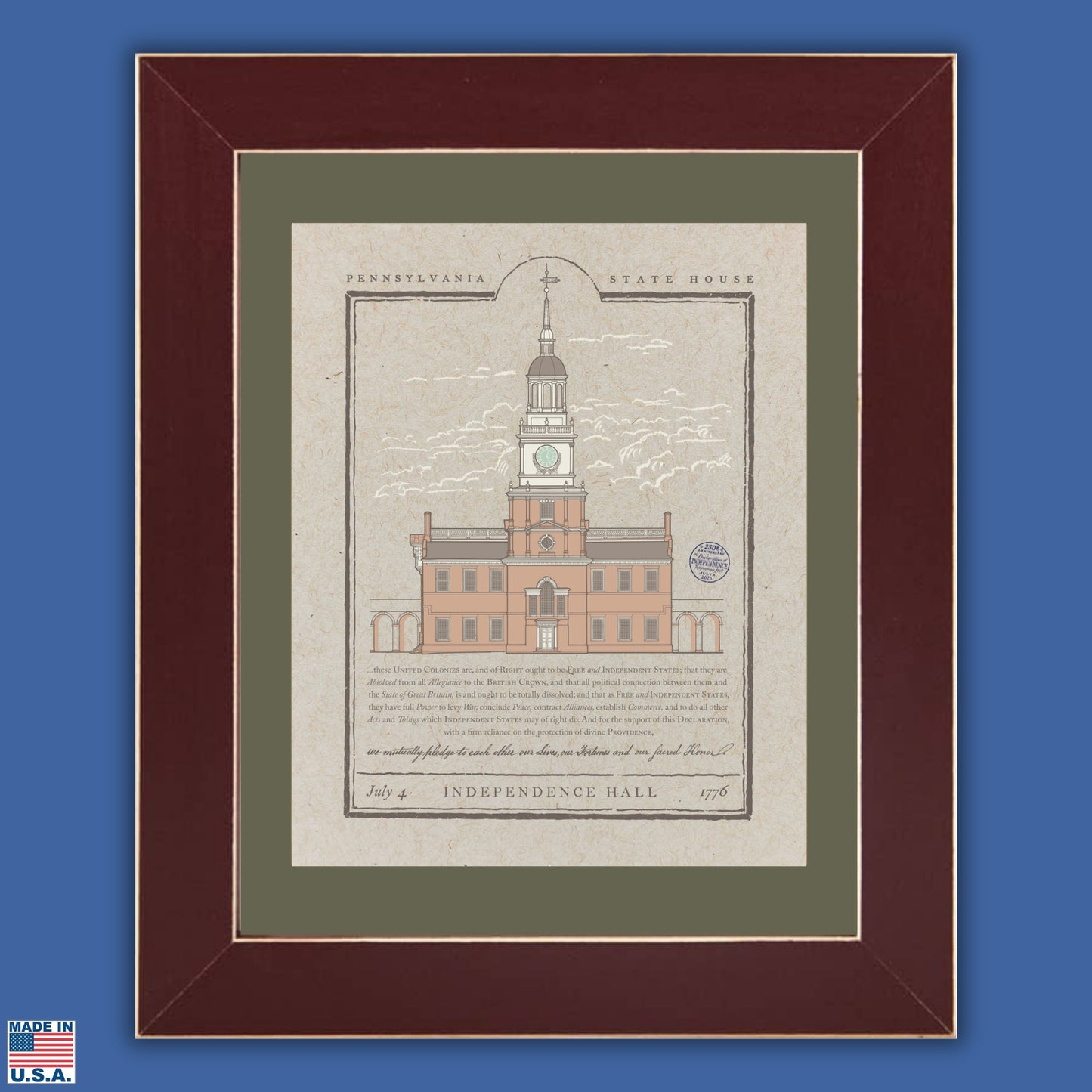 "Independence Hall" Limited edition print for the 250th — Signed and numbered — Framed