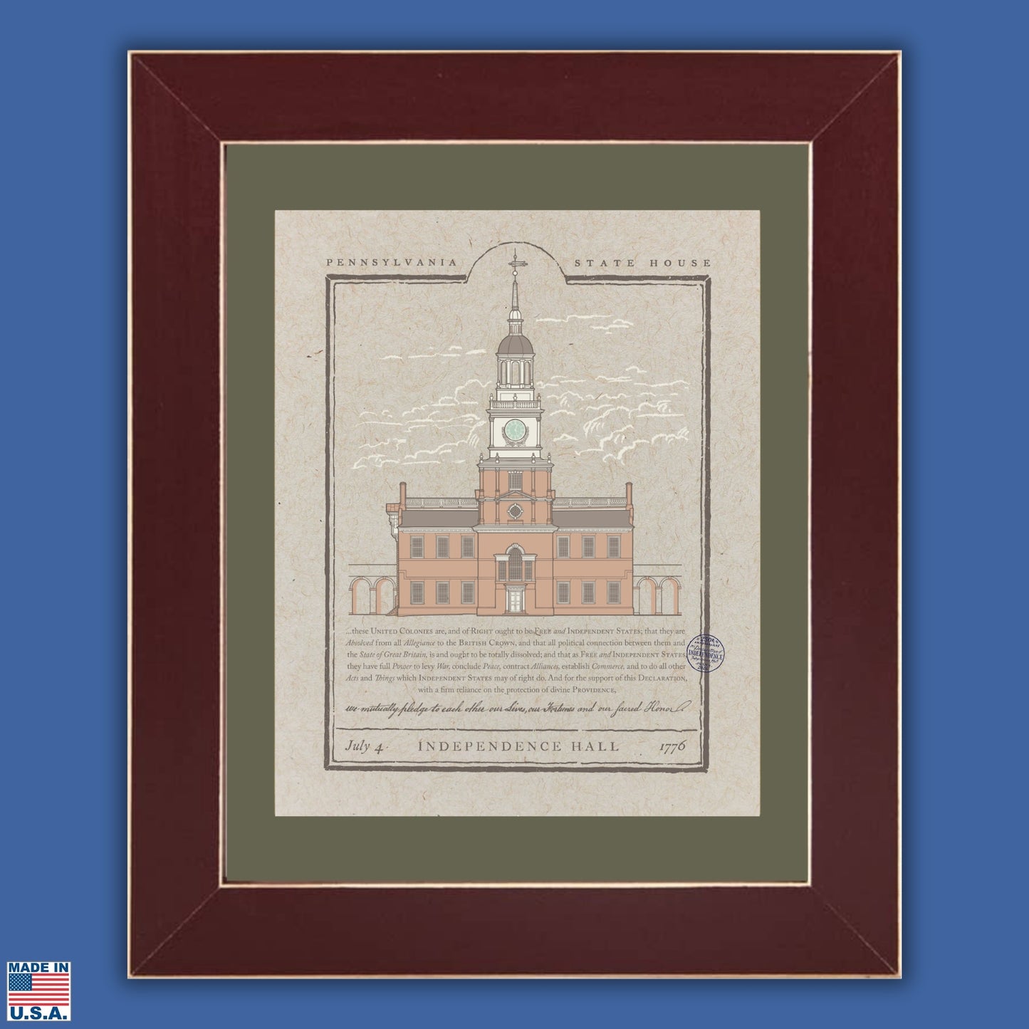 "Independence Hall" Limited edition print for the 250th — Signed and numbered — Framed