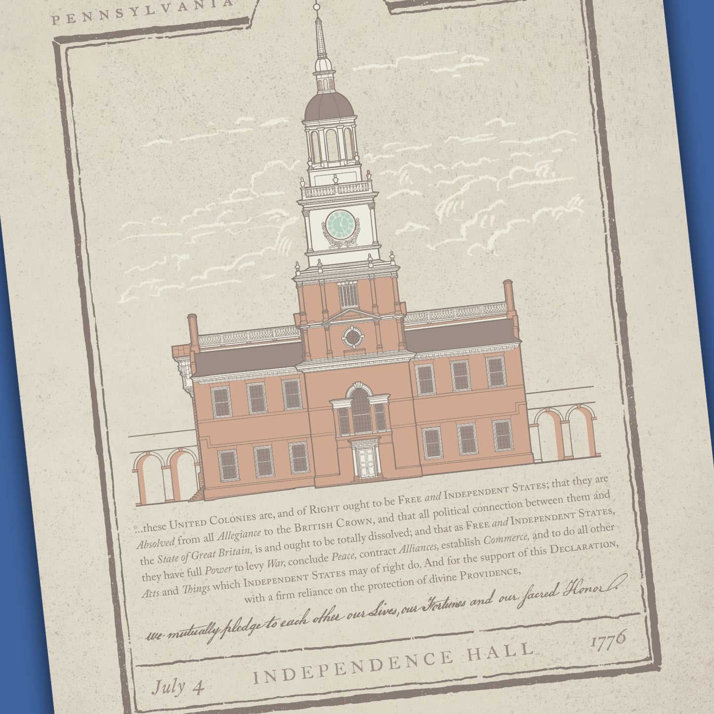 "Independence Hall" Limited edition print for the 250th — Signed and numbered — Framed