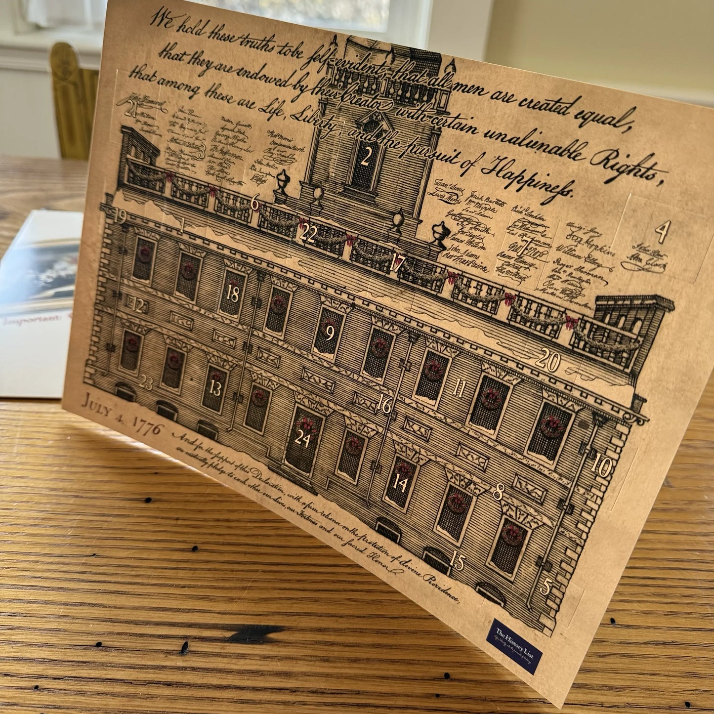 1776 Declaration of Independence Advent Calendar — with special mailing envelope