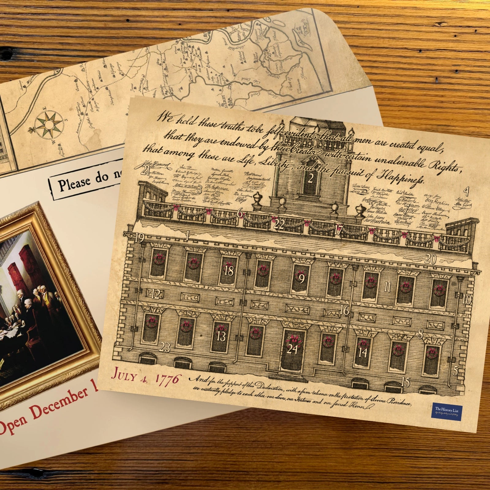 1776 Declaration of Independence Advent Calendar — with special mailing envelope from The History List store