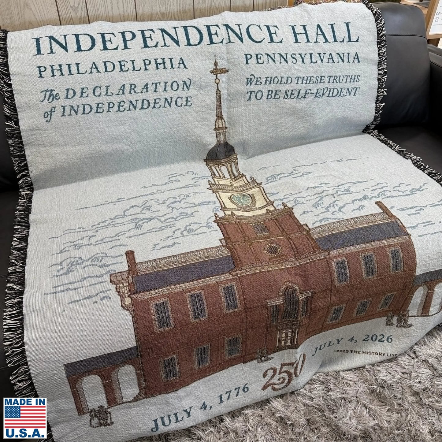 Independence Hall Made in America woven blanket from The History List store