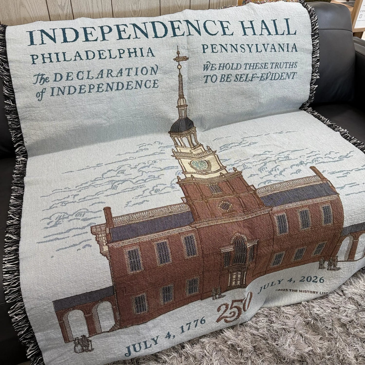 Independence Hall Made in America woven blanket from The History List store