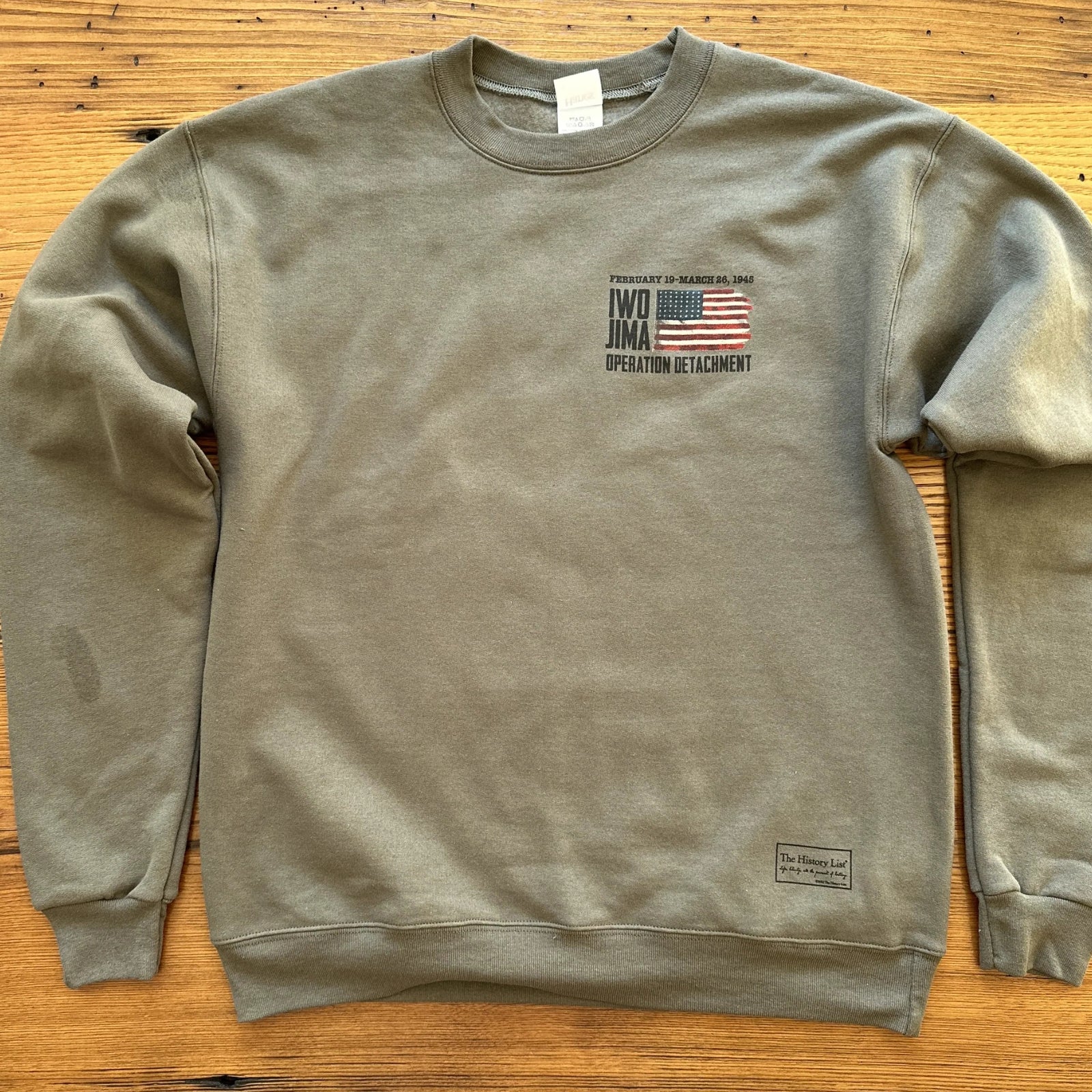 Front of Flag raising on Mount Suribachi - 80th Anniversary of the Battle of Iwo Jima Crewneck sweatshirt from The History List store