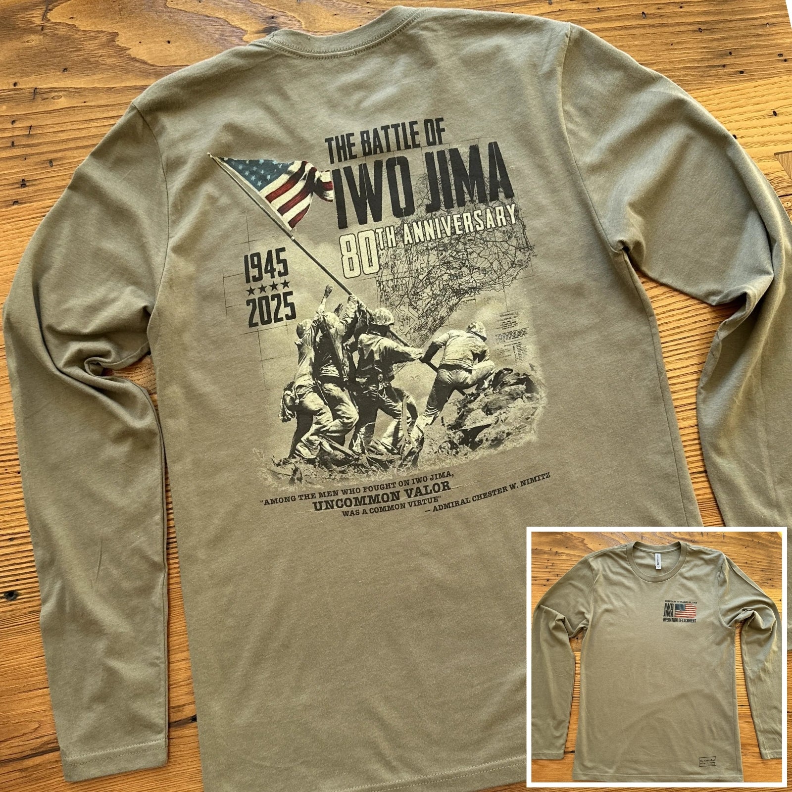 Flag raising on Mount Suribachi - 80th Anniversary of the Battle of Iwo Jima Long-sleeved shirt from The History List store