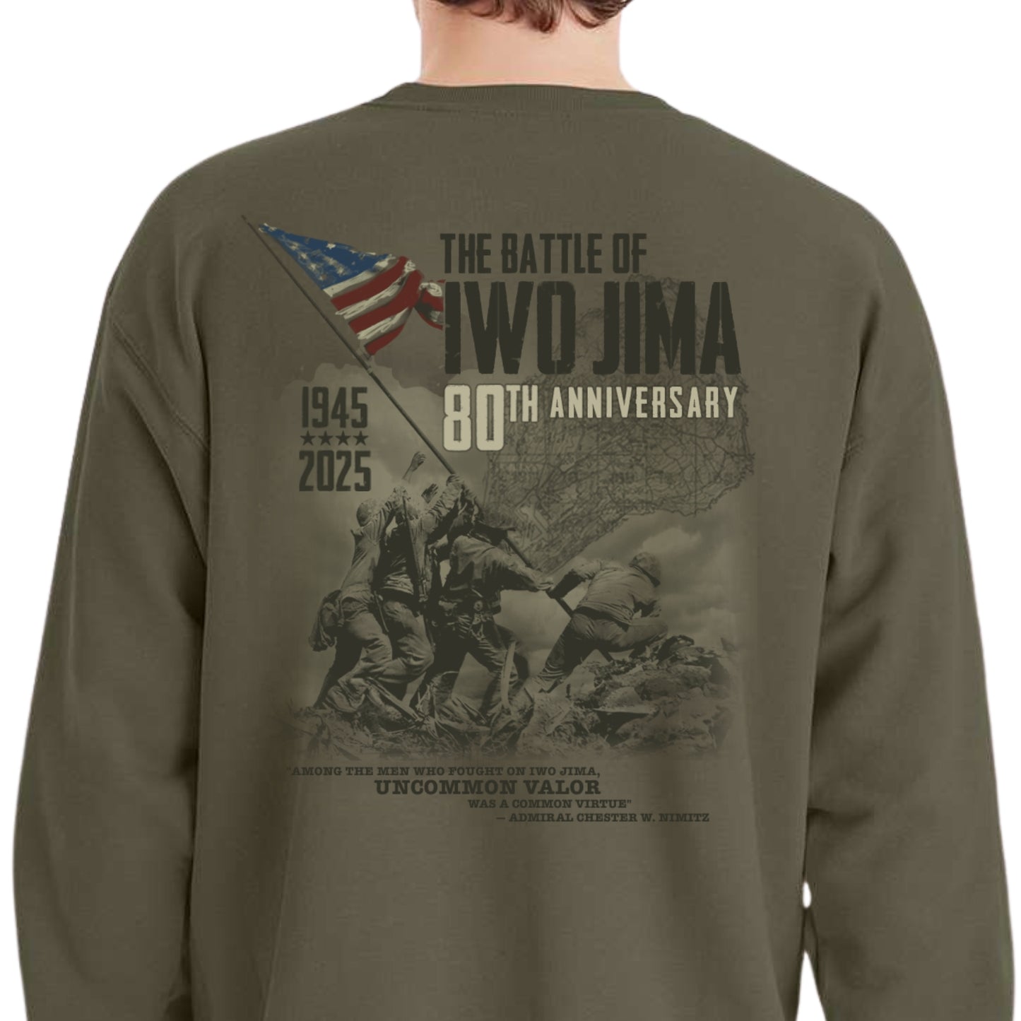 Flag raising on Mount Suribachi - 80th Anniversary of the Battle of Iwo Jima Crewneck sweatshirt