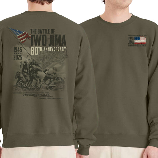 Flag raising on Mount Suribachi - 80th Anniversary of the Battle of Iwo Jima Crewneck sweatshirt