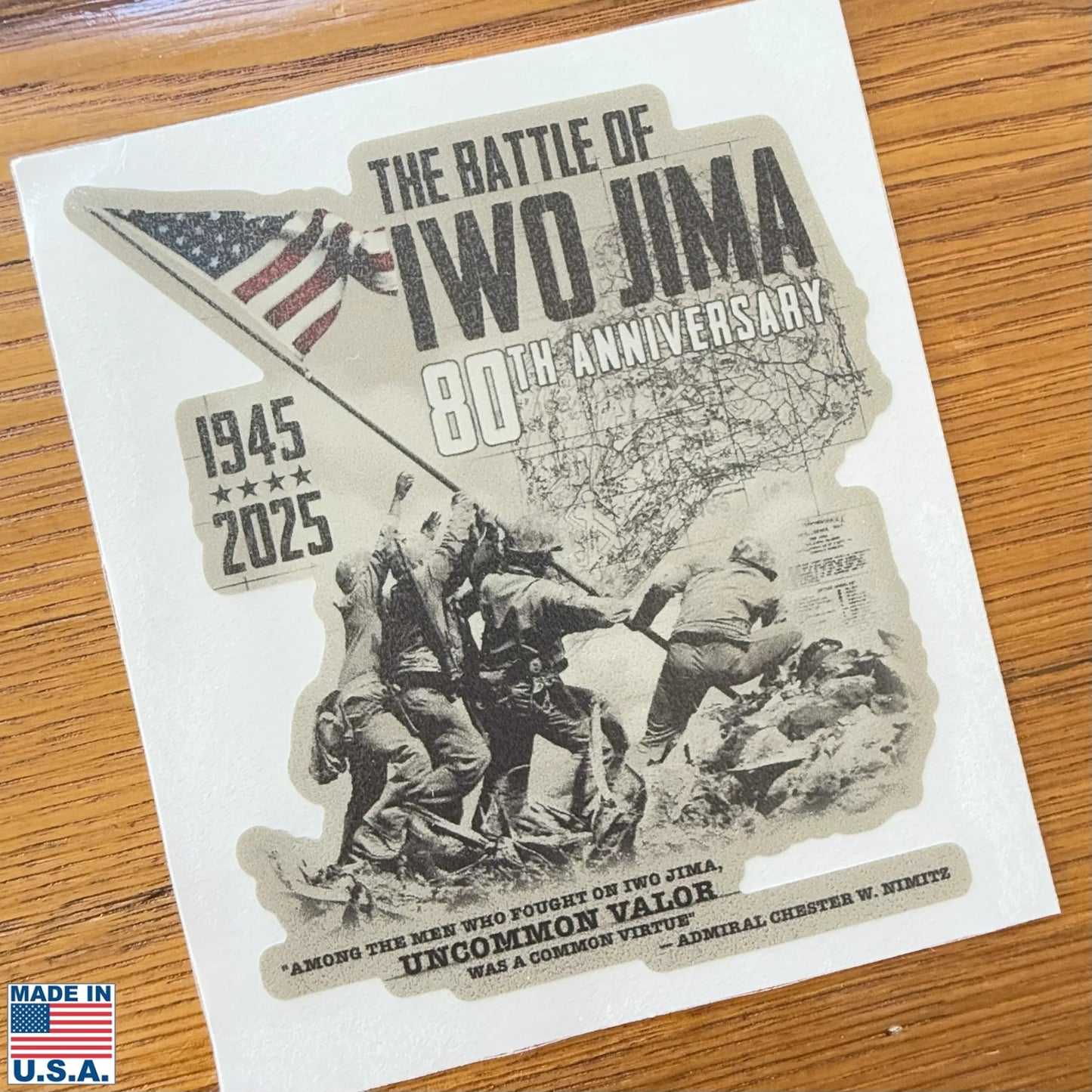 "Flag raising on Mount Suribachi - 80th Anniversary of the Battle of Iwo Jima" Vinyl Decal from The History List store