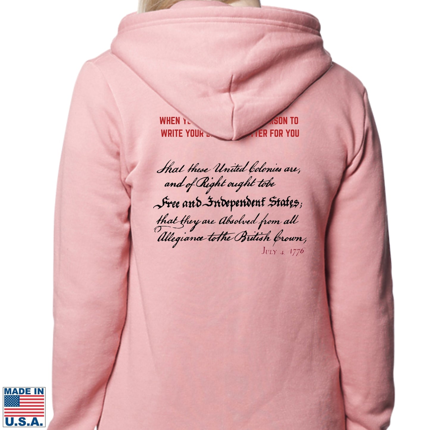 Thomas Jefferson “Love Letter” - “Breakup Letter” Made in America Zip Hoodie  — Limited edition