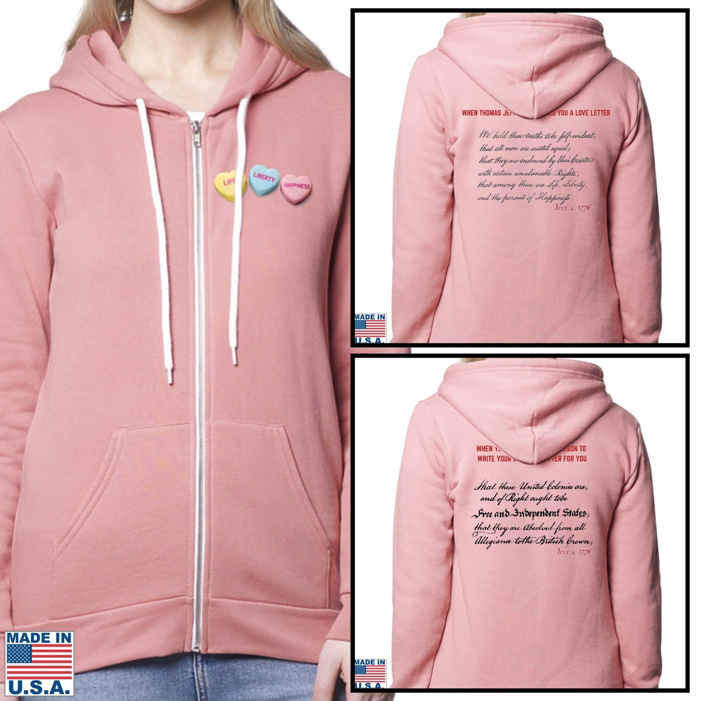 Thomas Jefferson “Love Letter” - “Breakup Letter” Made in America Zip Hoodie  — Limited edition