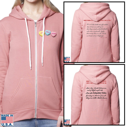 Thomas Jefferson “Love Letter” - “Breakup Letter” Made in America Zip Hoodie  — Limited edition