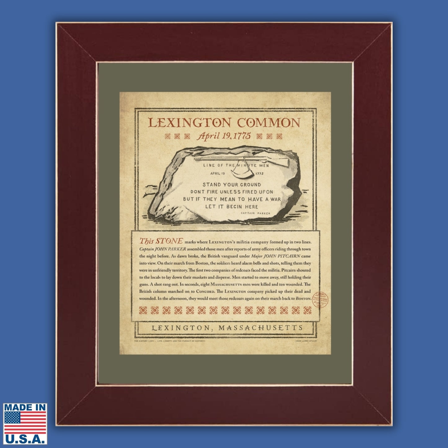 "Lexington Common — First Shots Fired" 250th Anniversary Limited edition framed print