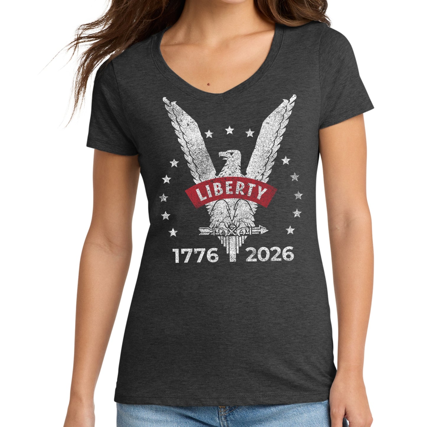 Liberty Eagle — 1776 - 2026  — Women's v-neck shirt