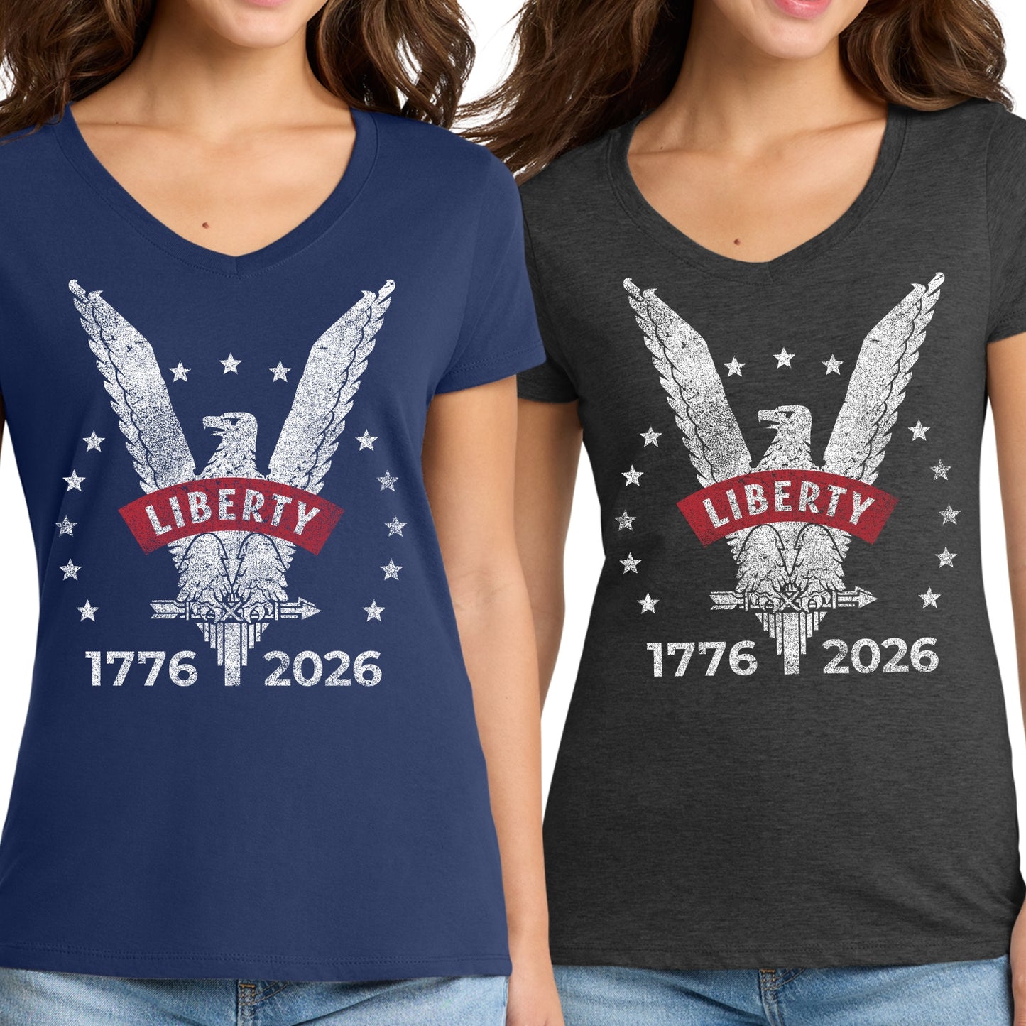 Liberty Eagle — 1776 - 2026  — Women's v-neck shirt
