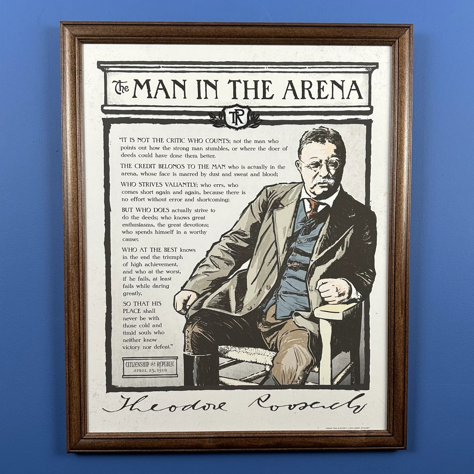 The Man in the Arena — Teddy Roosevelt original framed print made in America