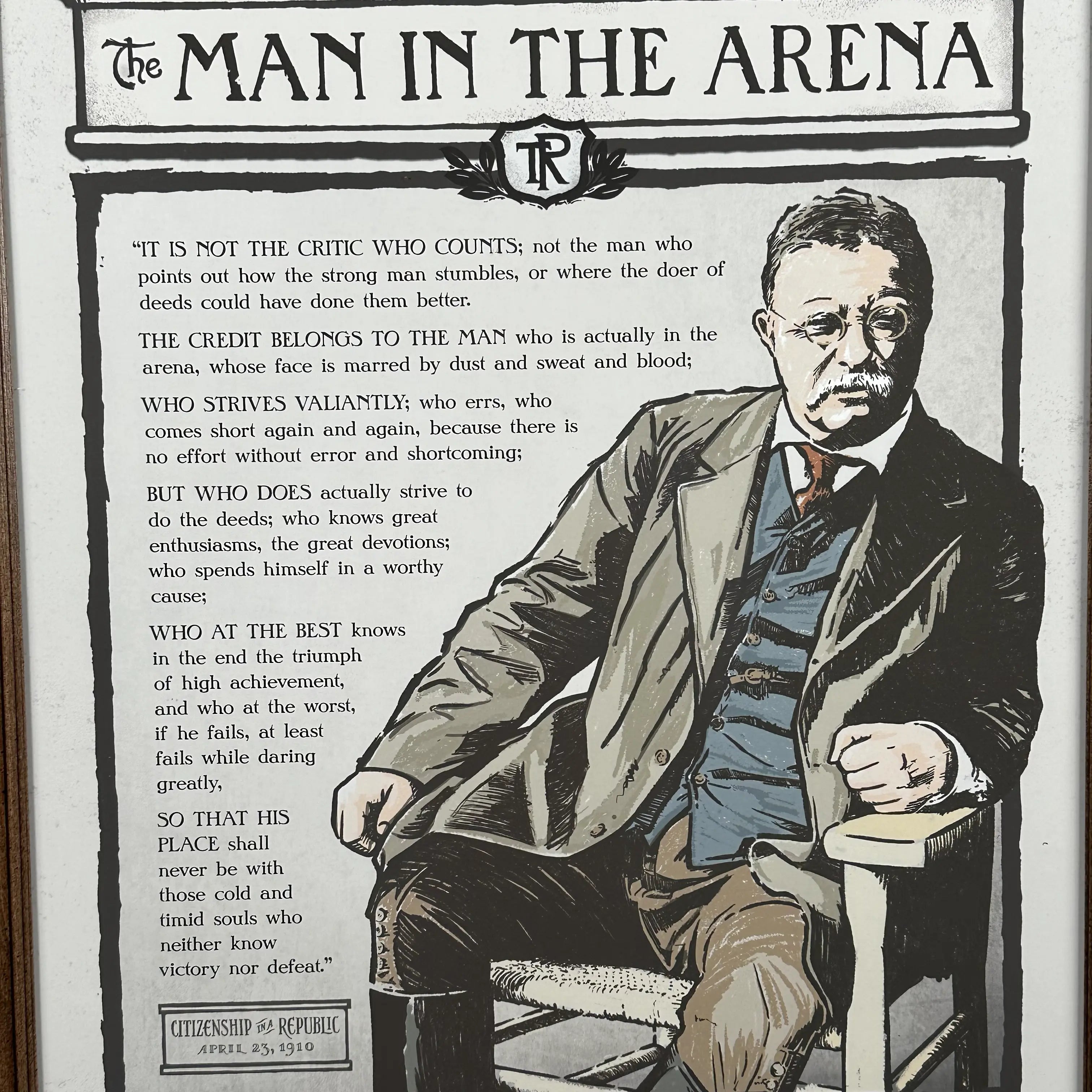 The Man in the Arena — Teddy Roosevelt original framed print made in America