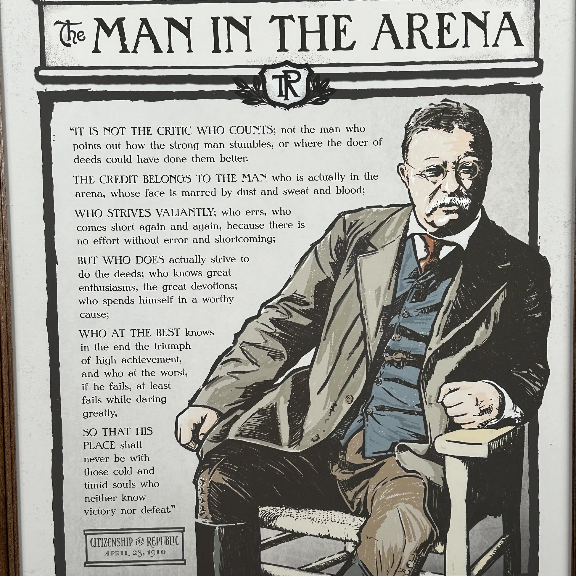The Man in the Arena — Teddy Roosevelt original framed print made in A – The History List the-man-in-the-arena-teddy-roosevelt-original-framed-print-made-in-a-the-history-list