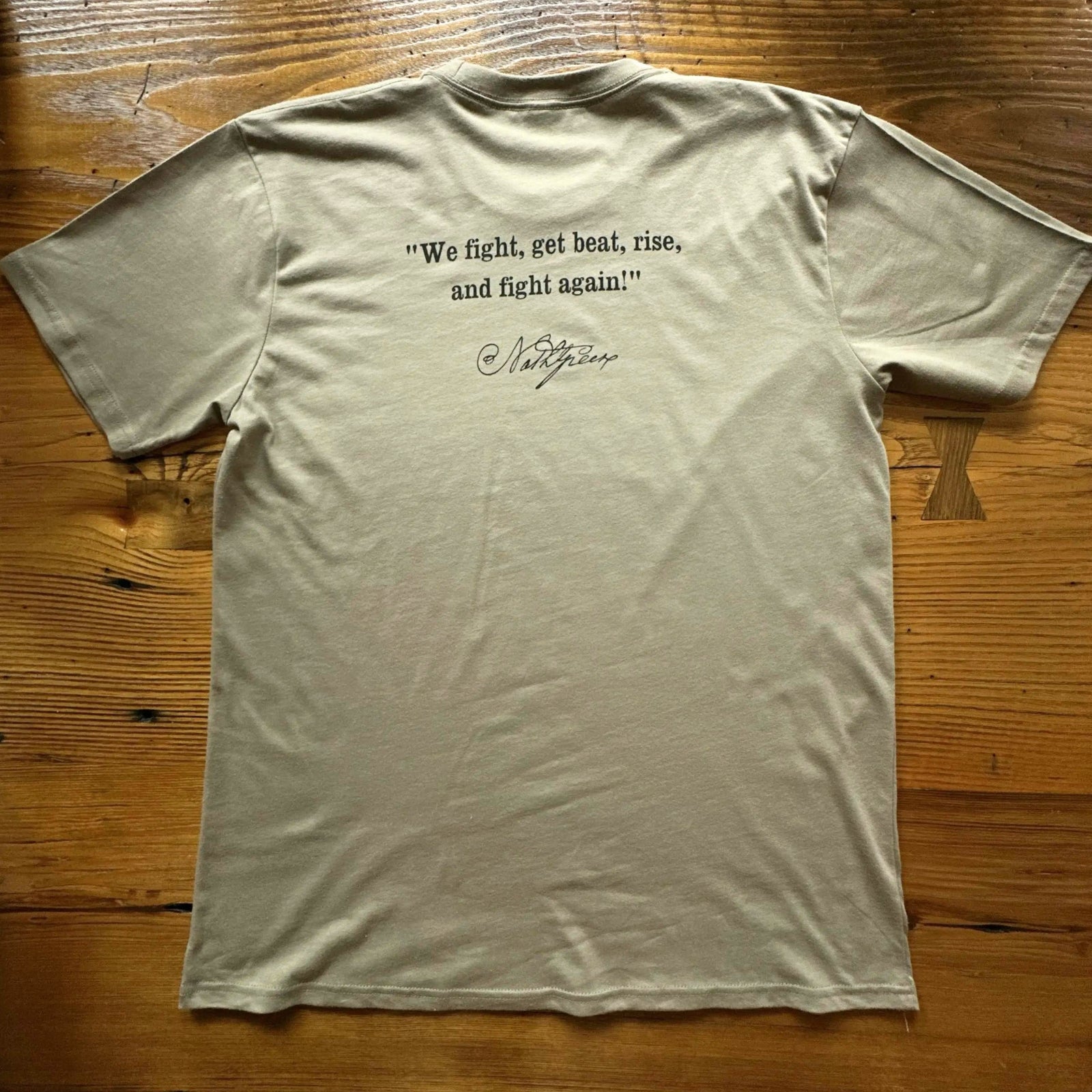 Back view of the Nathanael Greene "We fight!" shirt — Made in America from The History List Store.