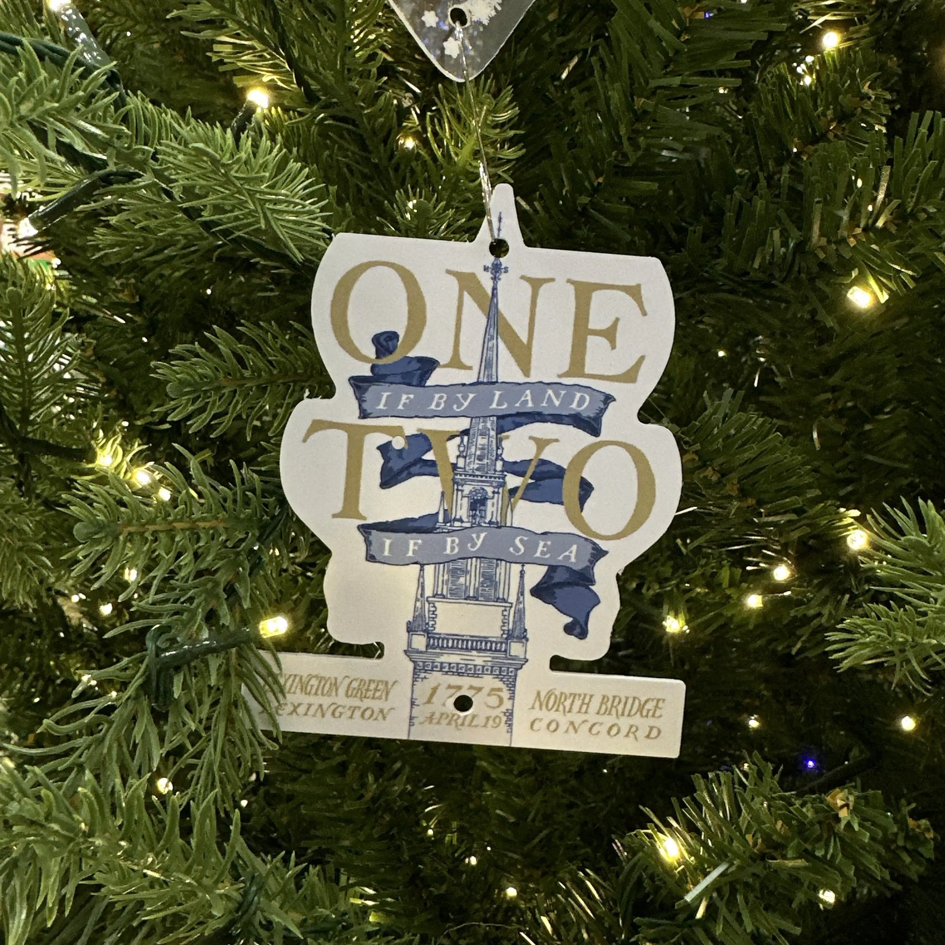 Hanging 250th anniversary "One if by Land" Ornament — Made in America from The History List store